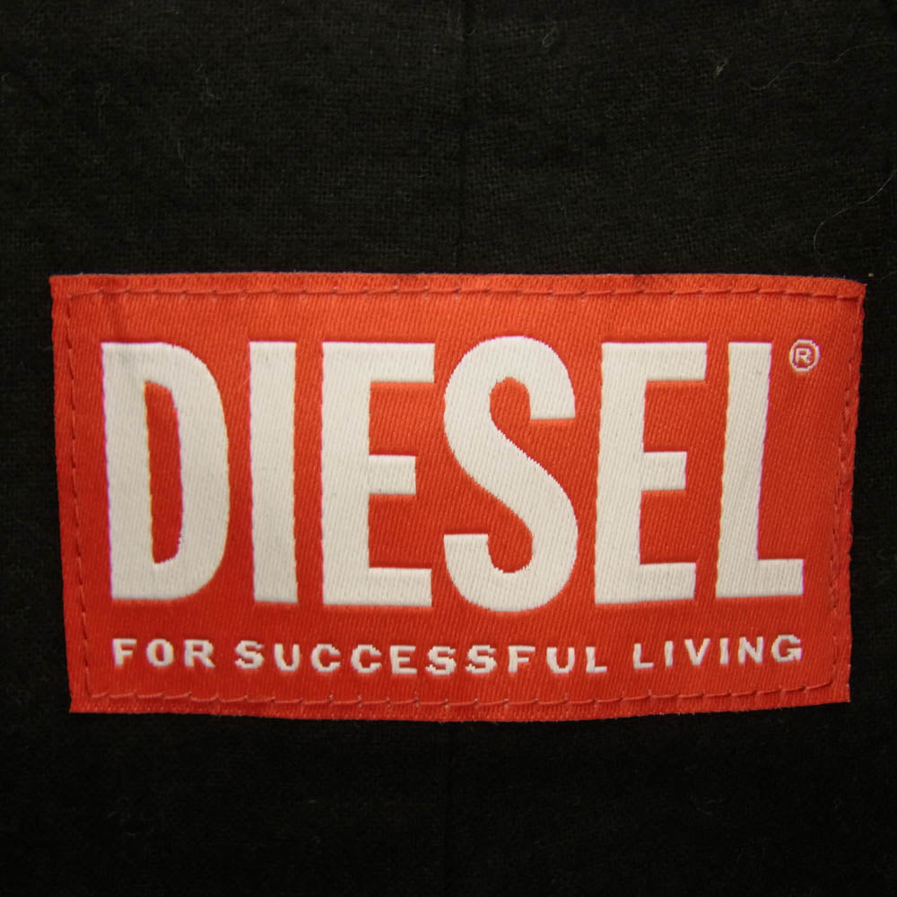 DIESEL ディーゼル 24-25AW A14125 L-CORDIER グレンマーティンス期 ラムレザー ステンカラー コート ブラック系 50【美品】【中古】