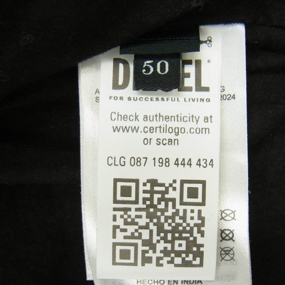 DIESEL ディーゼル 24-25AW A14125 L-CORDIER グレンマーティンス期 ラムレザー ステンカラー コート ブラック系 50【美品】【中古】