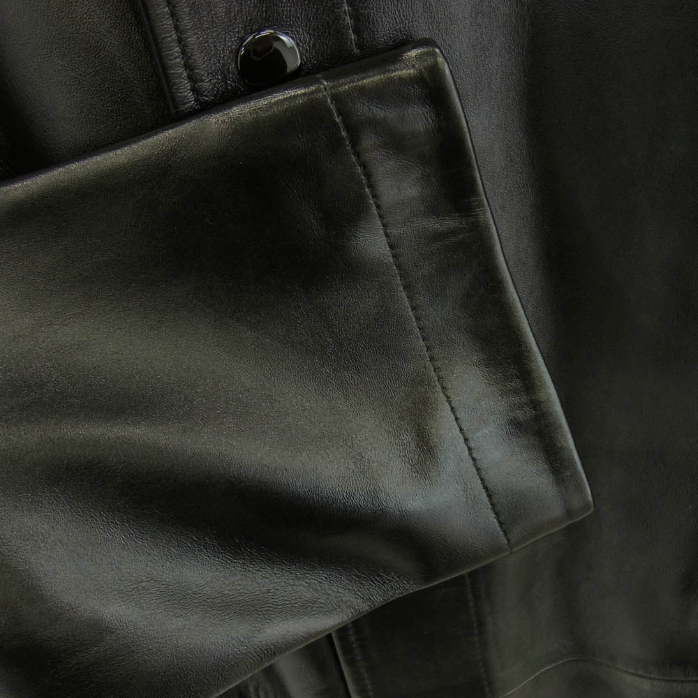 DIESEL ディーゼル 24-25AW A14125 L-CORDIER グレンマーティンス期 ラムレザー ステンカラー コート ブラック系 50【美品】【中古】