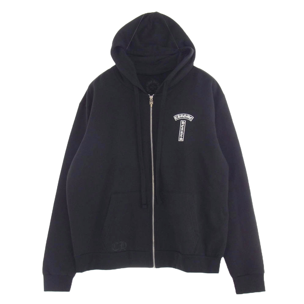 CHROME HEARTS クロムハーツ（原本無） SWTSHRT HD ZIP バックアーチロゴ プリント ダガー ジップアップ フーディ パーカー ブラック系 L【美品】【中古】