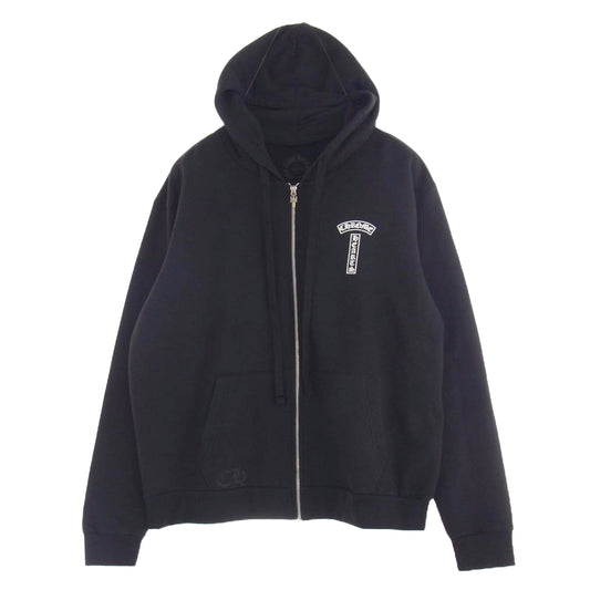 CHROME HEARTS クロムハーツ（原本無） SWTSHRT HD ZIP バックアーチロゴ プリント ダガー ジップアップ フーディ パーカー ブラック系 L【美品】【中古】