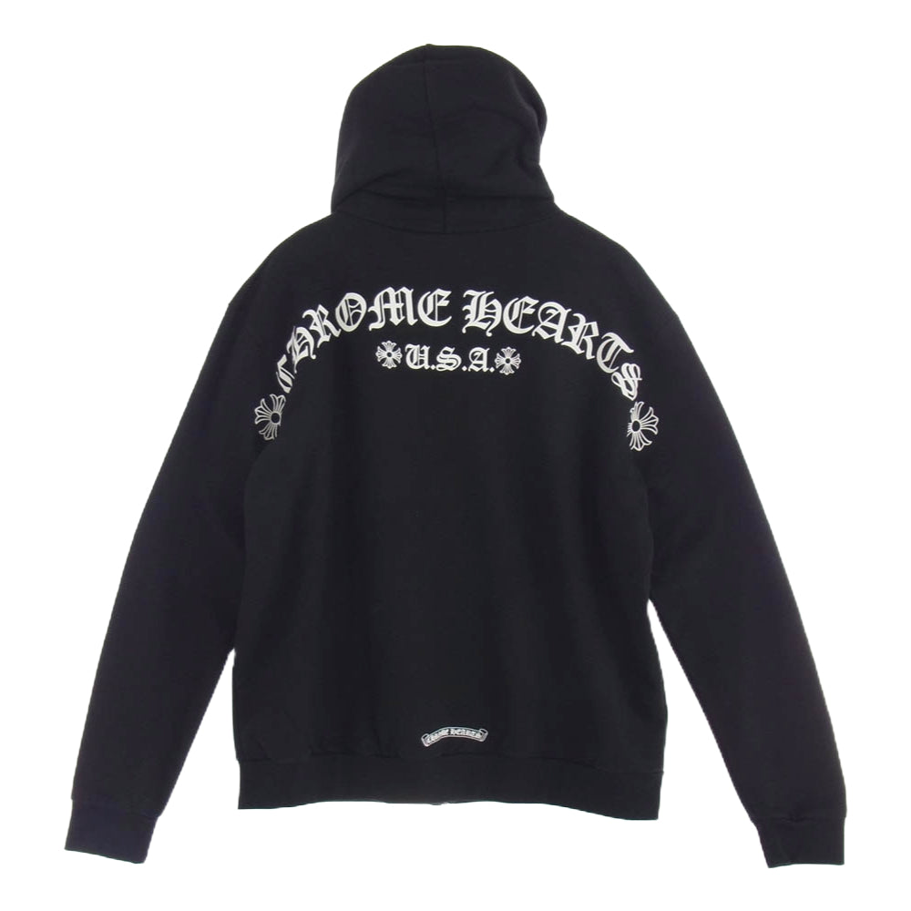 CHROME HEARTS クロムハーツ（原本無） SWTSHRT HD ZIP バックアーチロゴ プリント ダガー ジップアップ フーディ パーカー ブラック系 L【美品】【中古】