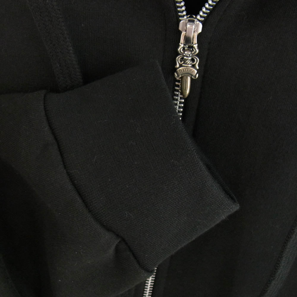 CHROME HEARTS クロムハーツ（原本無） SWTSHRT HD ZIP バックアーチロゴ プリント ダガー ジップアップ フーディ パーカー ブラック系 L【美品】【中古】