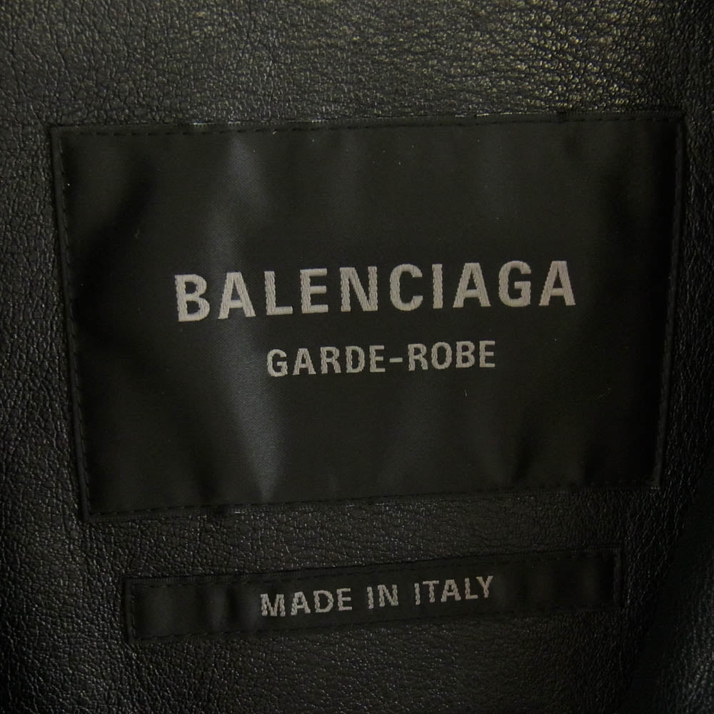 BALENCIAGA バレンシアガ 813464 TRS01 GARDE-ROBE Taxi Jacket 裏ボア グレインカーフスキン レザー ジップアップ タクシー ジャケット ブラック系 XS【美品】【中古】