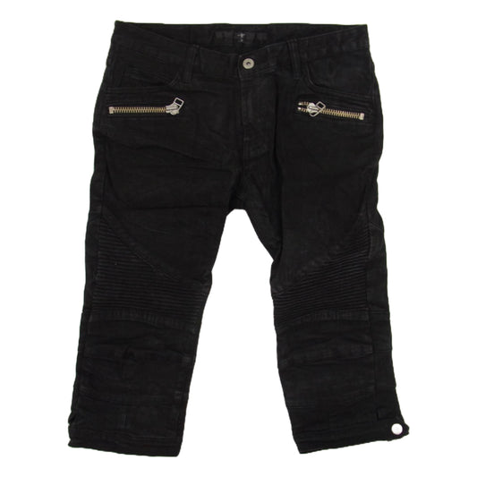 NO ID. ノーアイディ ストレッチ ライダース デニム パンツ バイカー 七分丈 ブラック系 3【中古】