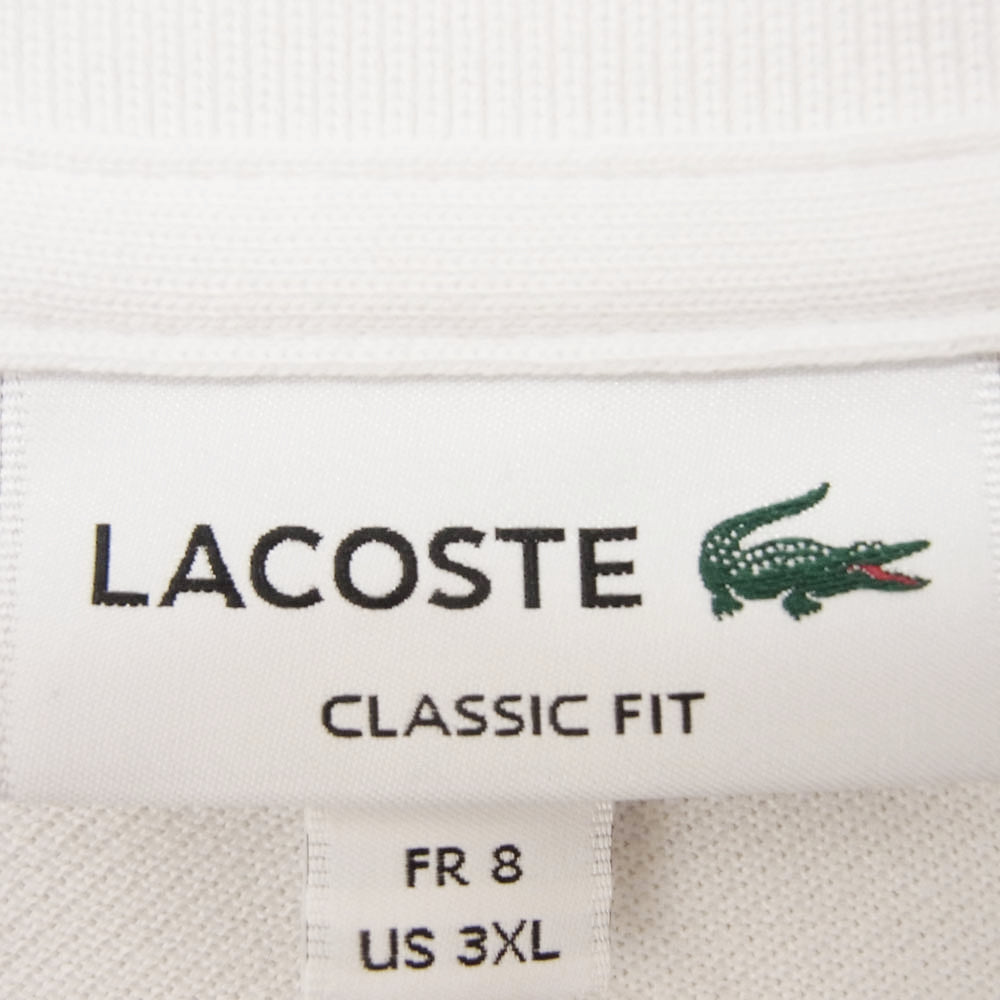 LACOSTE ラコステ ポロシャツ ロングスリーブ ワンポイント 長袖 ホワイト系 3XL【中古】