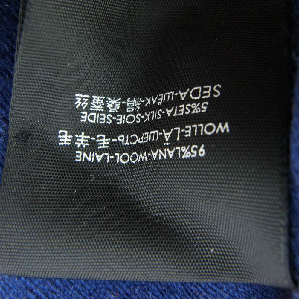 GUCCI グッチ シルク混 バイカラー ロゴプリント マフラー ストール ベージュ系 ネイビー系【中古】