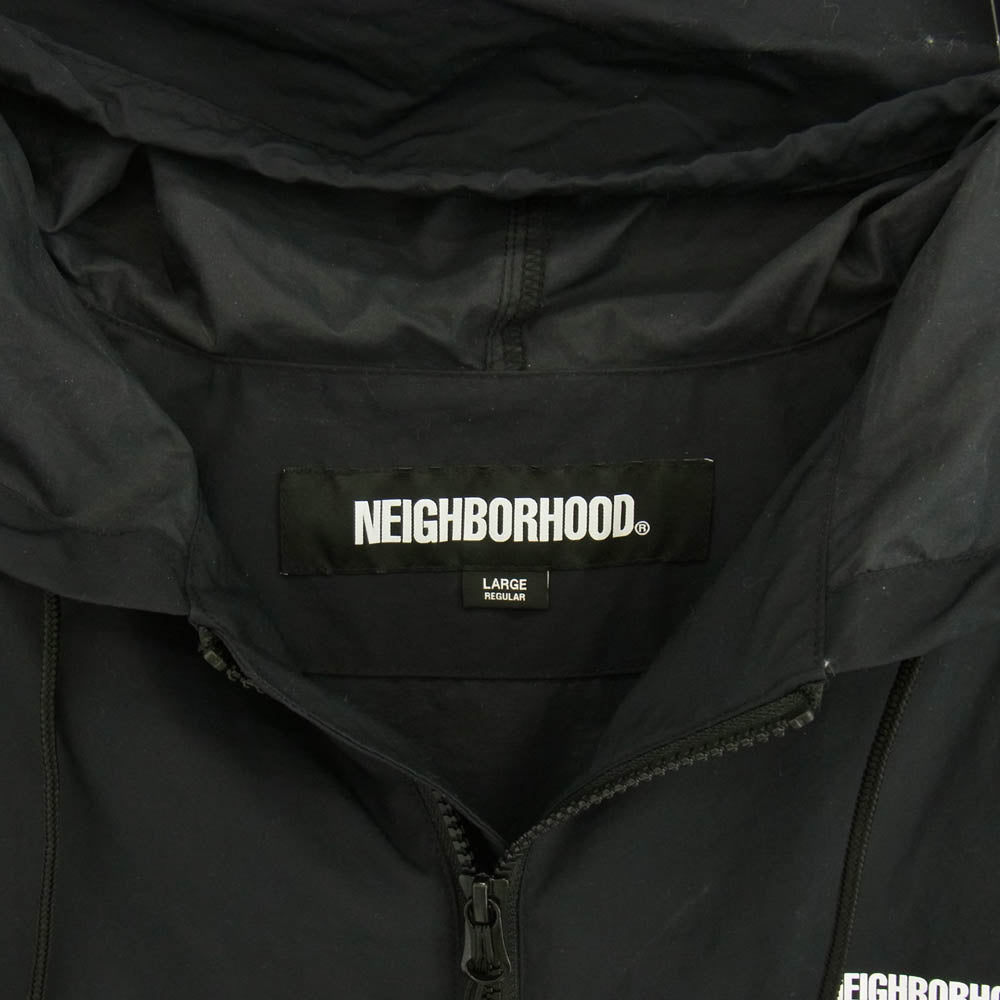 NEIGHBORHOOD ネイバーフッド 22AW 222TSNH-JKM02 ANORAK JK バック ロゴプリント ナイロン アノラック ジャケット ブラック系 L【中古】