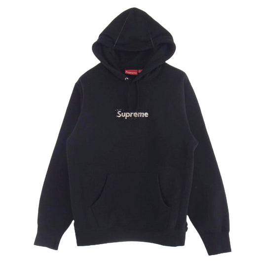 Supreme シュプリーム 19SS × SWAROVSKI スワロフスキー Box Logo Hooded Sweatshirt ボックスロゴ プルオーバー パーカー ブラック系 M【中古】
