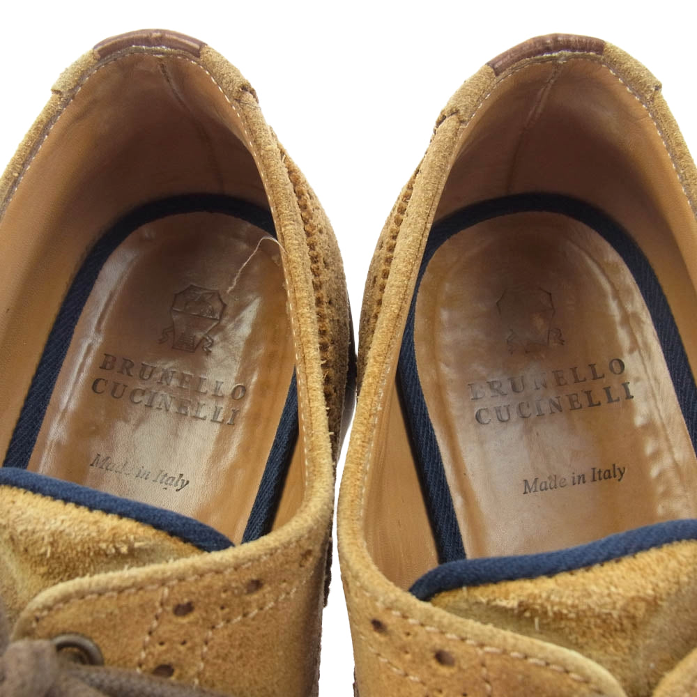 Brunello Cucinelli ブルネロクチネリ スエード ウィングチップ シューズ ベージュ系 44【中古】
