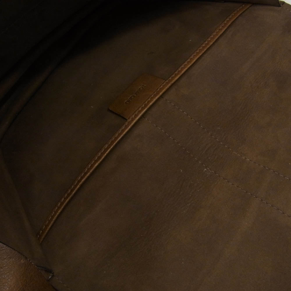 TOM FORD トムフォード レザー ショルダー バッグ ブラウン系【中古】