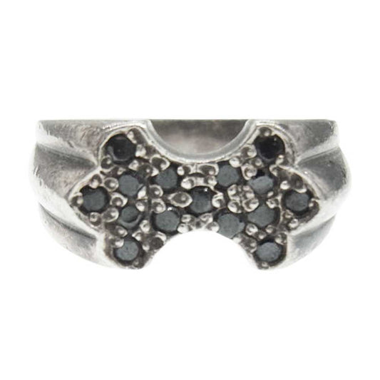 ジェングレイル ストーン付き シルバー リング シルバー系 ブラック系 16.5号【中古】