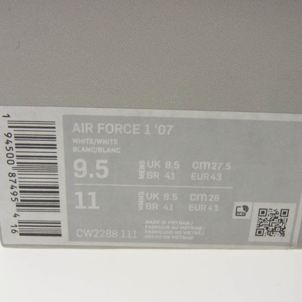 NIKE ナイキ CW2288-111 Air Force 1 Low '07 White エアフォース1 ロー '07 ホワイト スニーカー ホワイト系 27.5cm【極上美品】【中古】