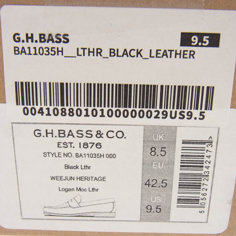 G.H.BASS & COMPANY ジーエイチバス BA11035H LOGAN LOAFER ローガン コイン ローファー レザー シューズ ブラック系 8.5【中古】