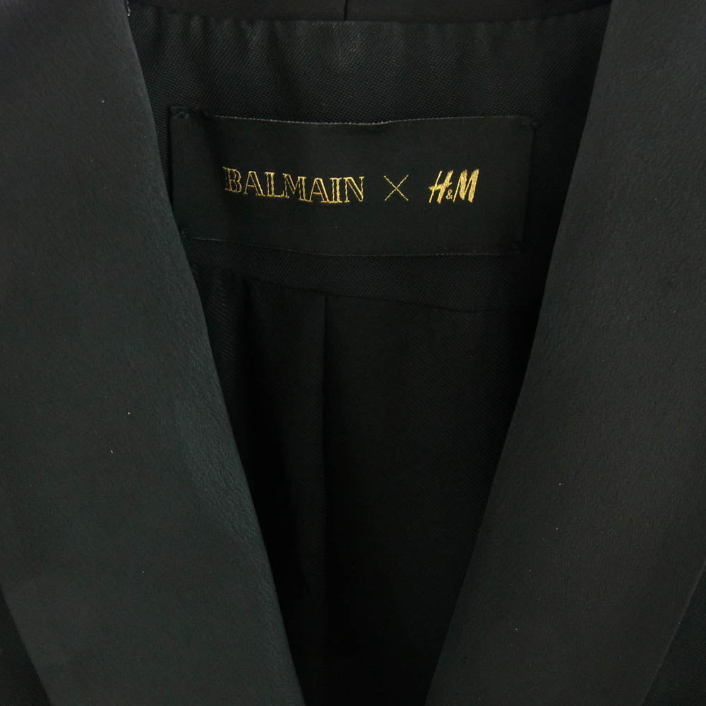 BALMAIN バルマン × H&M 金ボタン ショールカラー ブレザー テーラードジャケット ブラック系 32【中古】