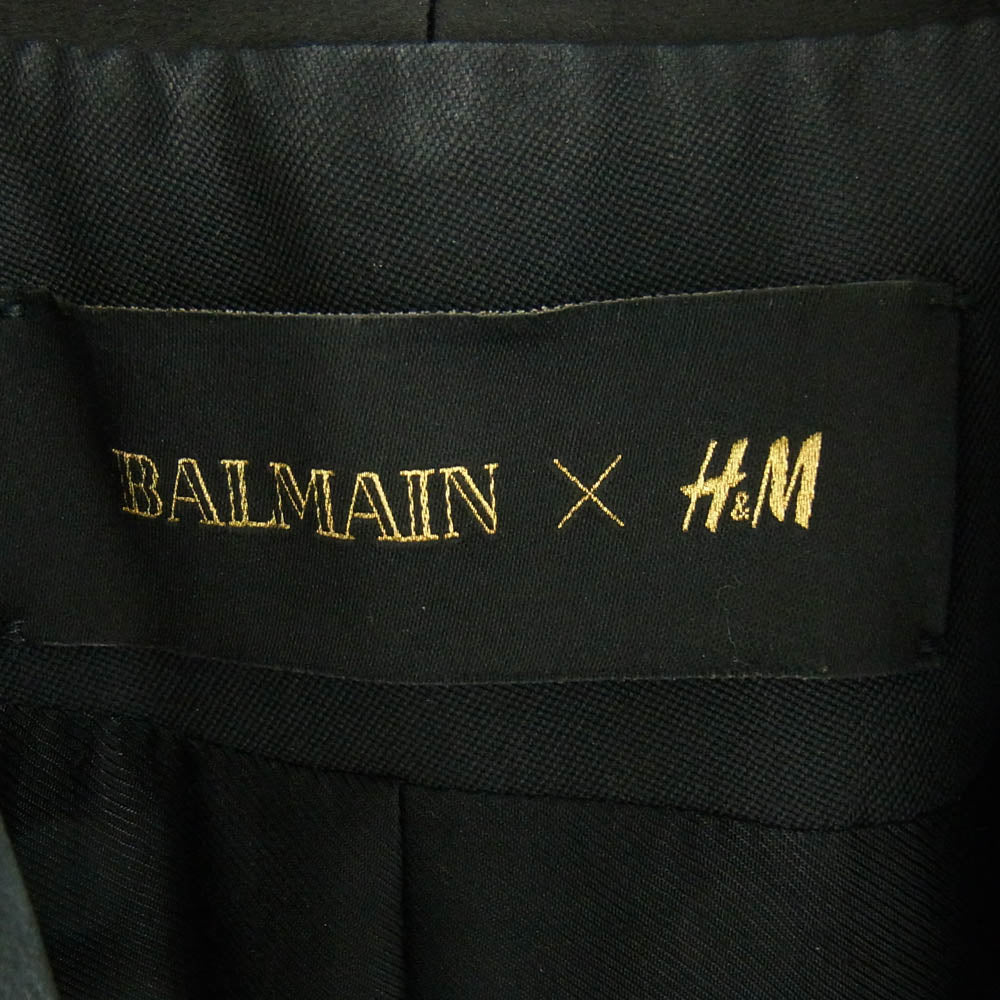 BALMAIN バルマン × H&M 金ボタン ショールカラー ブレザー テーラードジャケット ブラック系 32【中古】