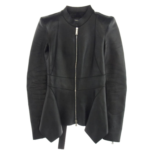 DSQUARED2 ディースクエアード S75AM0693 国内正規品 Peplum Leather Biker Jacket ペプラム  レザー バイカー ジャケット ブラック系 36【中古】