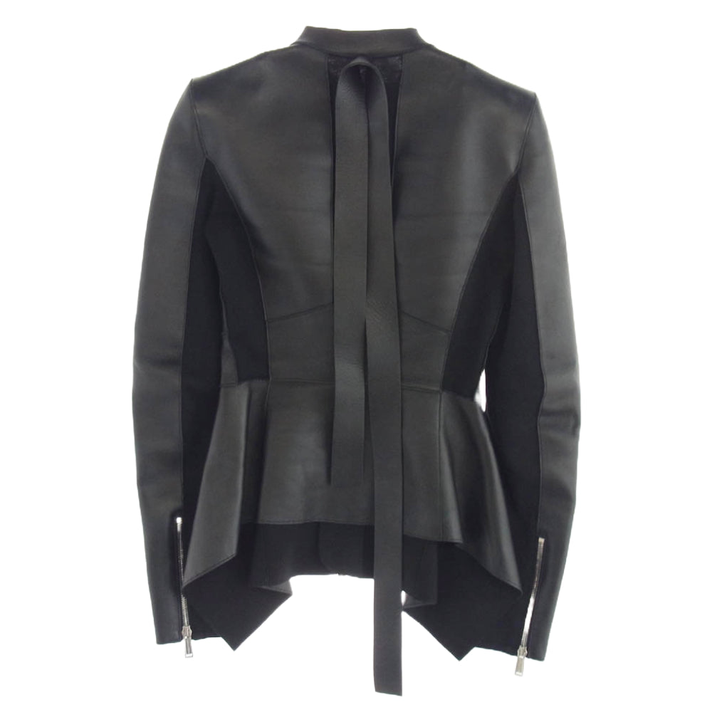 DSQUARED2 ディースクエアード S75AM0693 国内正規品 Peplum Leather Biker Jacket ペプラム  レザー バイカー ジャケット ブラック系 36【中古】