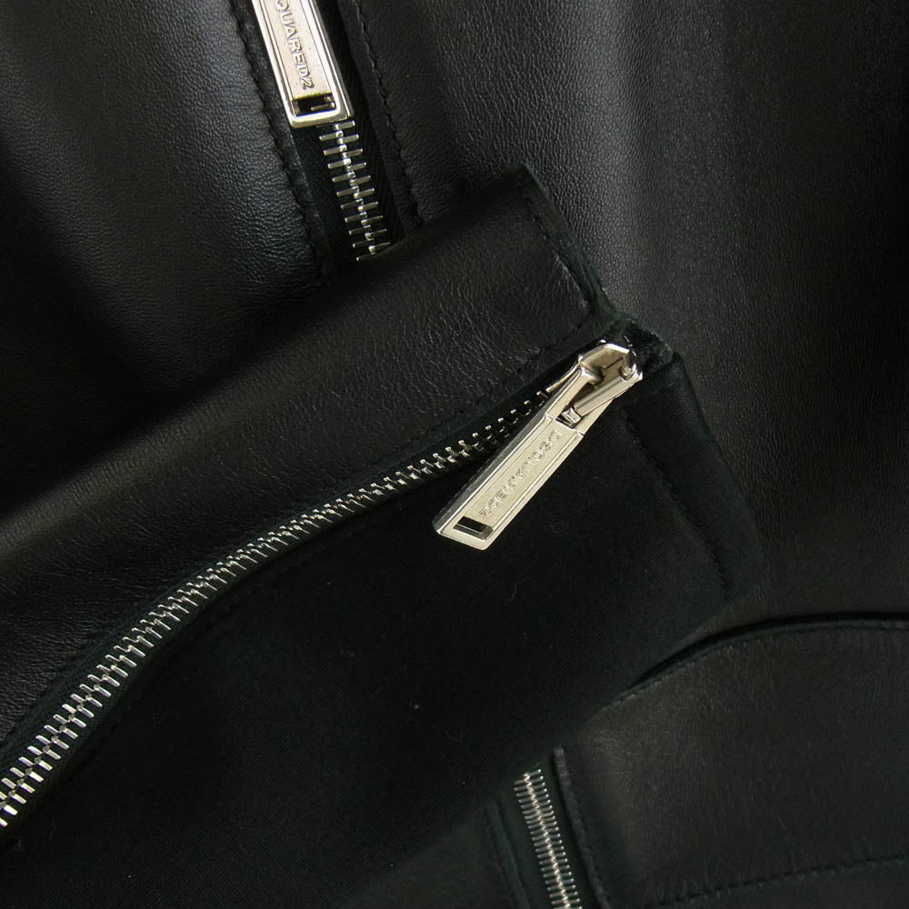 DSQUARED2 ディースクエアード S75AM0693 国内正規品 Peplum Leather Biker Jacket ペプラム  レザー バイカー ジャケット ブラック系 36【中古】