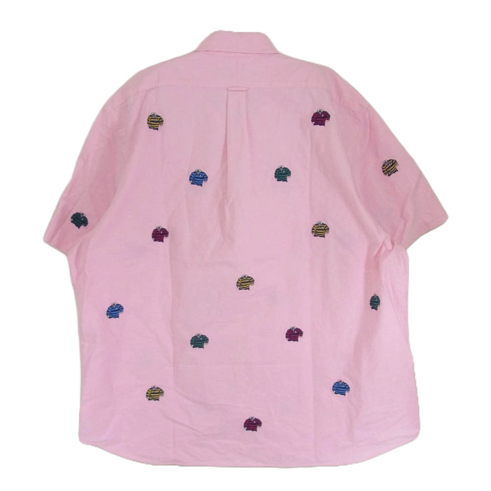 POLO RALPH LAUREN ポロ・ラルフローレン 刺繡デザイン ボタンダウン 半袖 シャツ ピンク系 XL【中古】