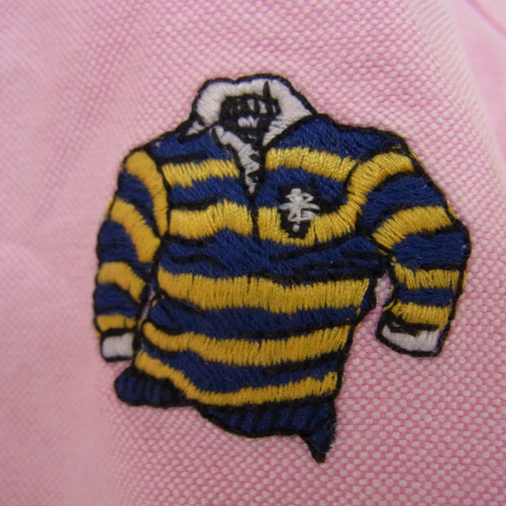 POLO RALPH LAUREN ポロ・ラルフローレン 刺繡デザイン ボタンダウン 半袖 シャツ ピンク系 XL【中古】