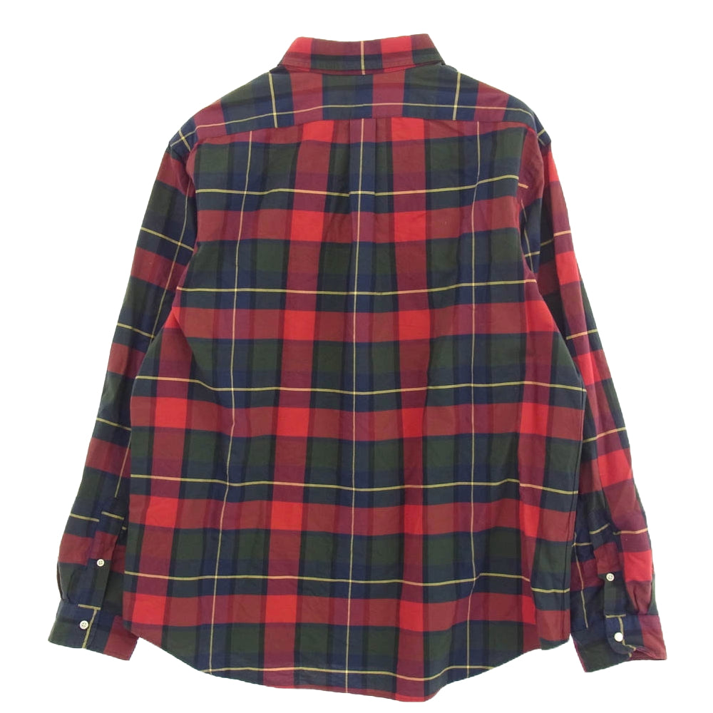 POLO RALPH LAUREN ポロ・ラルフローレン チェック柄 ボタンダウン 長袖 シャツ レッド系 グリーン系 XXL【中古】
