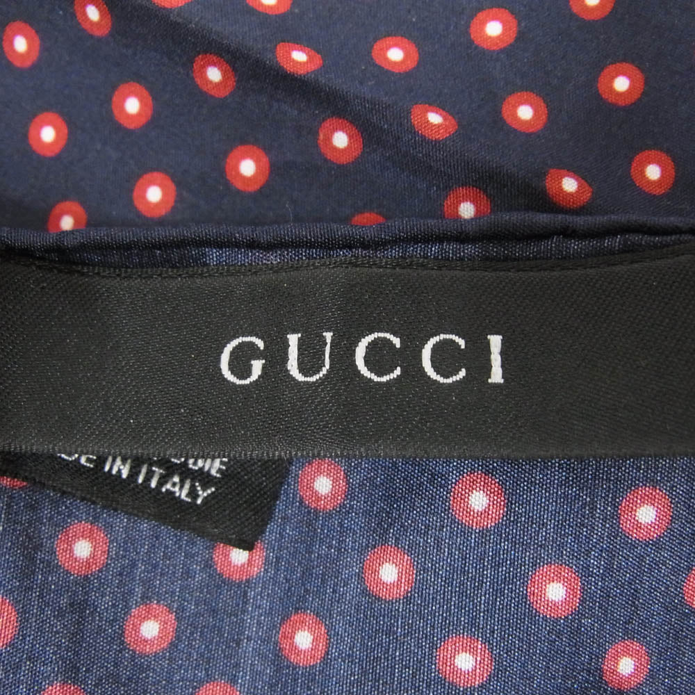 GUCCI グッチ SILK シルク ハンカチーフ ハンカチ ネイビー系【中古】