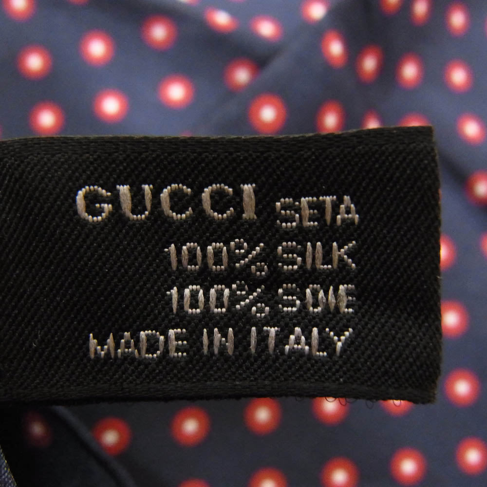 GUCCI グッチ SILK シルク ハンカチーフ ハンカチ ネイビー系【中古】