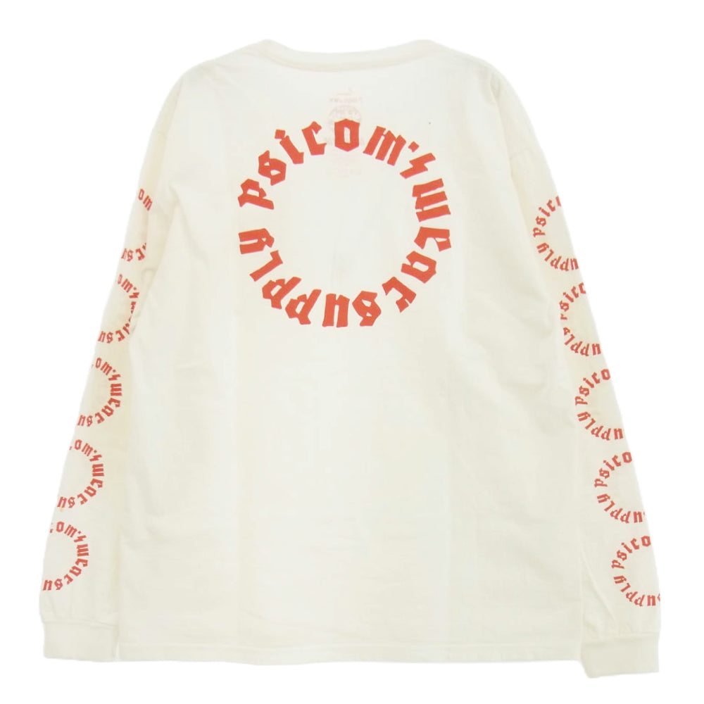 Psicom サイコム 7DAYS ロングスリーブ ポケット 長袖 Tシャツ ホワイト レッド M ホワイト系 M【中古】
