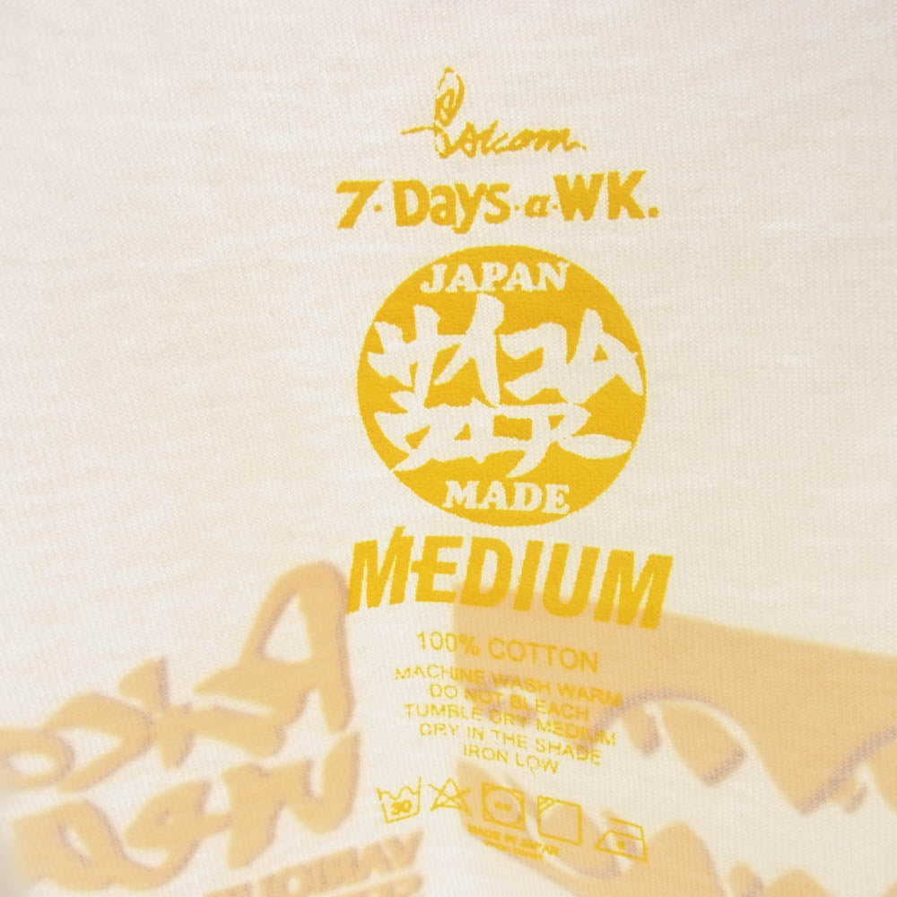 Psicom サイコム 7DAYS ロングスリーブ 長袖 Tシャツ ホワイト イエロー M ホワイト系 M【中古】