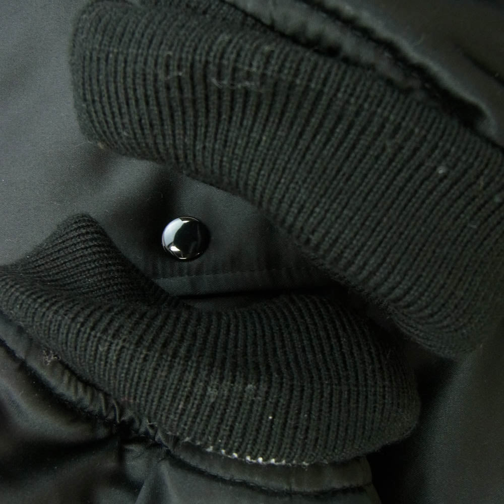 Supreme シュプリーム 24AW × Mitchell & Ness Back Logo Satin Varsity Jacket バックアーチ ロゴワッペン サテン バーシティジャケット ブルゾン ブラック系 L【中古】