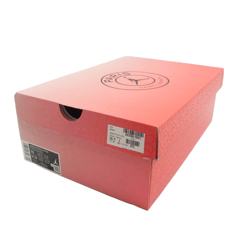NIKE ナイキ 24AW HF8827-100 × PSG Jordan Spizike Low Sail Infra Red 23 パリサンジェルマン ジョーダン スパイジーク ロー セイル インフラレッド 23 スニーカー ホワイト系 グレー系 オレンジ系 28cm【新古品】【未使用】【中古】
