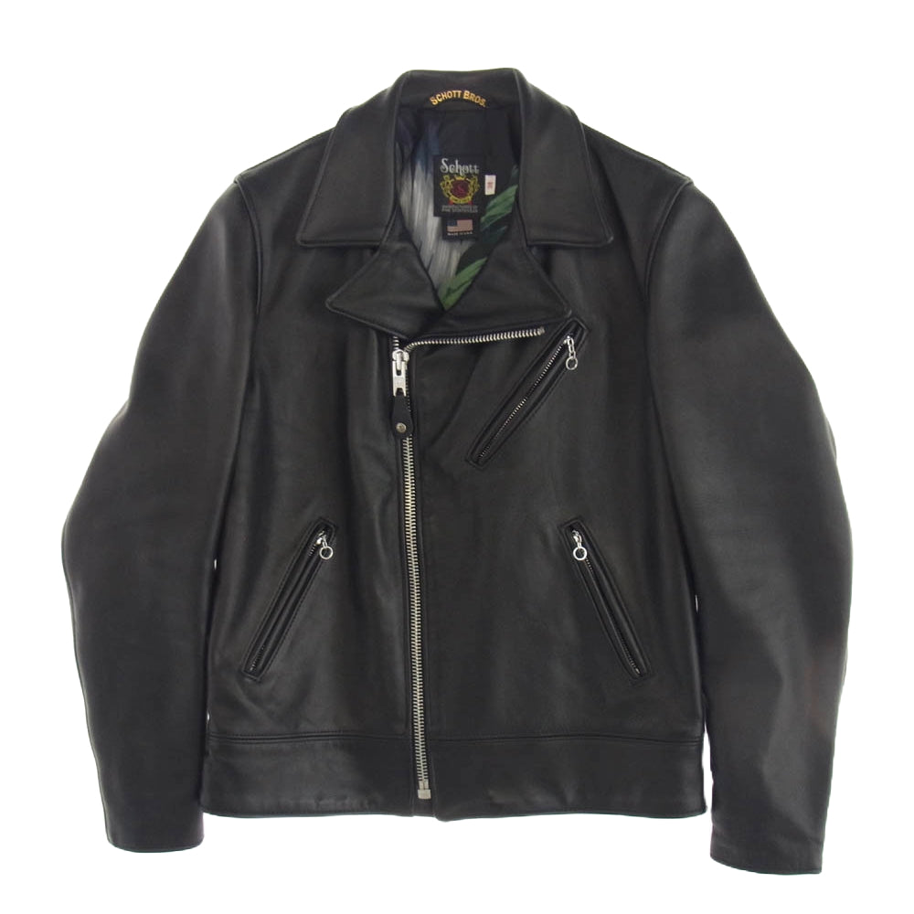 STUSSY ステューシー × Schott ショット USA製 7516 ダブルライダース ジャケット ブラック系 38【中古】