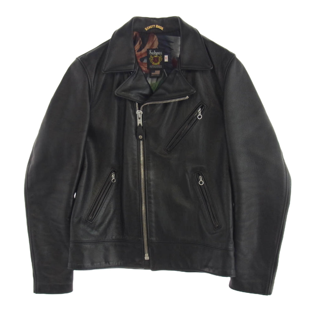 STUSSY ステューシー × Schott ショット USA製 7516 ダブルライダース ジャケット ブラック系 38【中古】