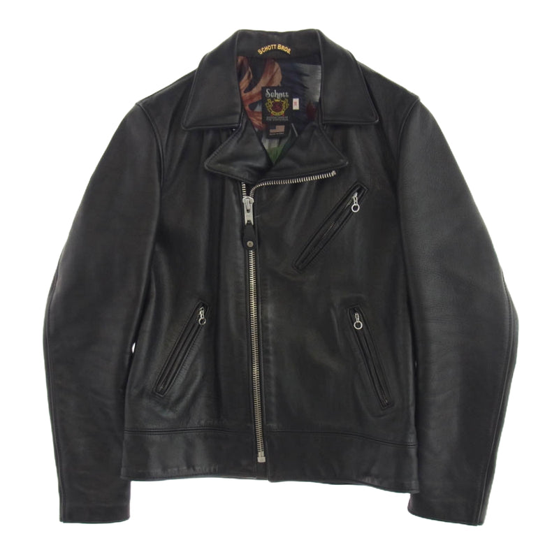 STUSSY ステューシー × Schott ショット USA製 7516 ダブルライダース ジャケット ブラック系 38【中古】