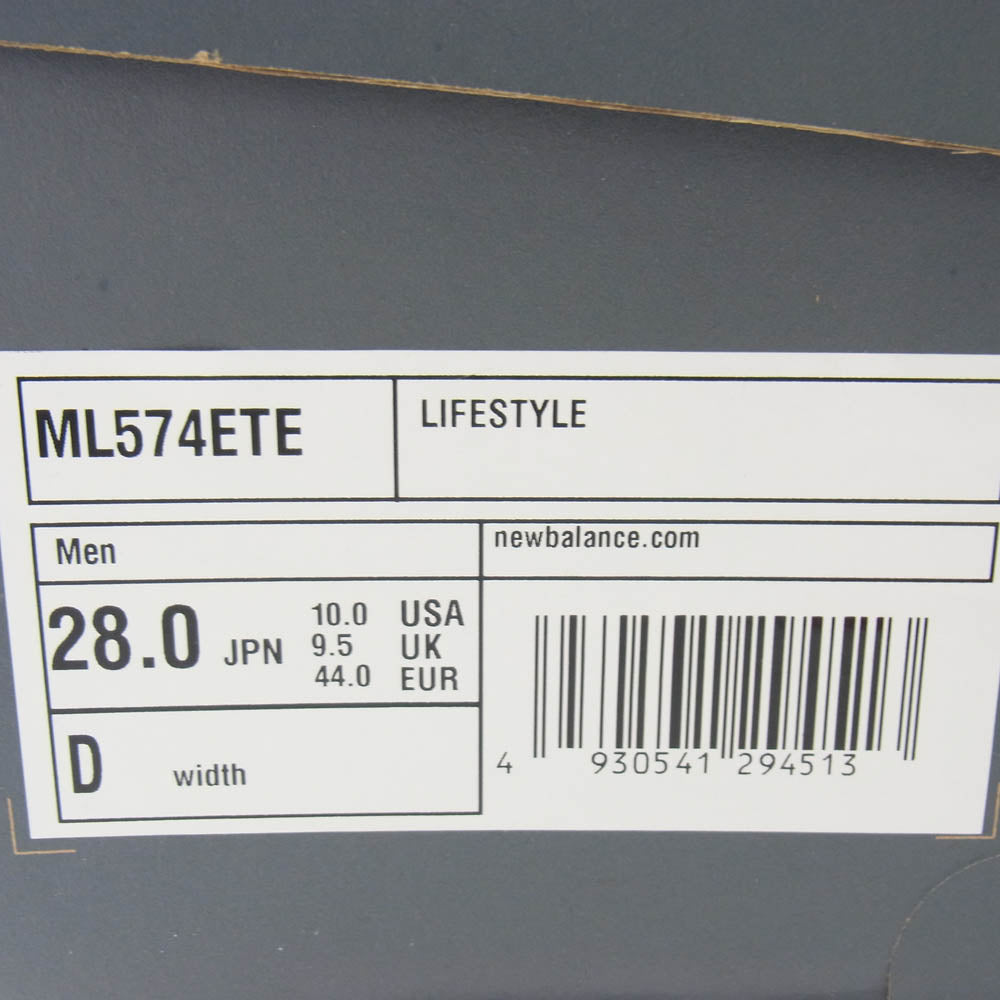 NEW BALANCE ニューバランス ML574ETE ローカット スニーカー ブラック系 28cm【中古】