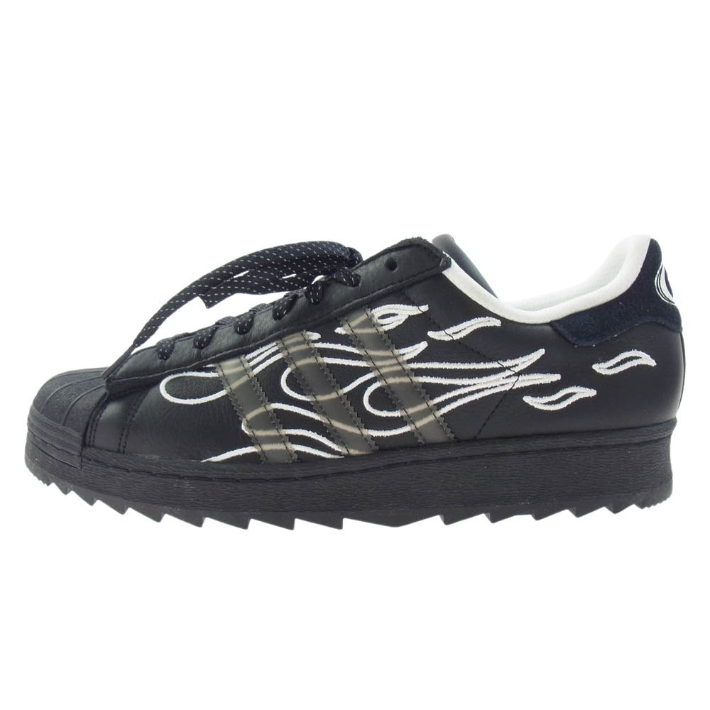 adidas アディダス ID2176 × No Sleep Rave Club Superstar Ripple Core Black Footwear White ノー・スリープ・レイヴ・クラブ スーパースター スニーカー ブラック系 28.5cm【美品】【中古】