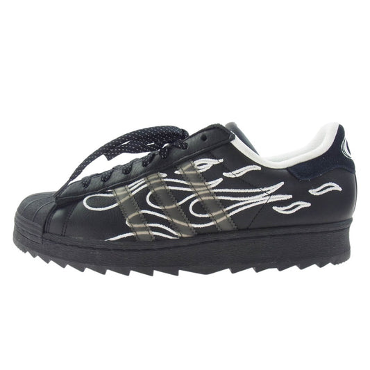 adidas アディダス ID2176 × No Sleep Rave Club Superstar Ripple Core Black Footwear White ノー・スリープ・レイヴ・クラブ スーパースター スニーカー ブラック系 28.5cm【美品】【中古】