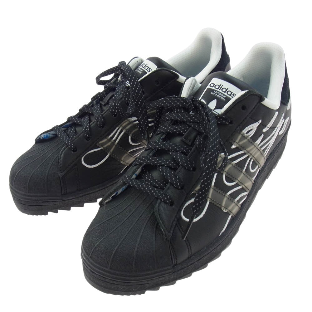 adidas アディダス ID2176 × No Sleep Rave Club Superstar Ripple Core Black Footwear White ノー・スリープ・レイヴ・クラブ スーパースター スニーカー ブラック系 28.5cm【美品】【中古】
