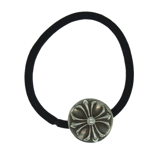 CHROME HEARTS クロムハーツ（原本無） HAIRBAND クロスボール ヘアゴム コンチョ シルバー系 ブラック系【中古】