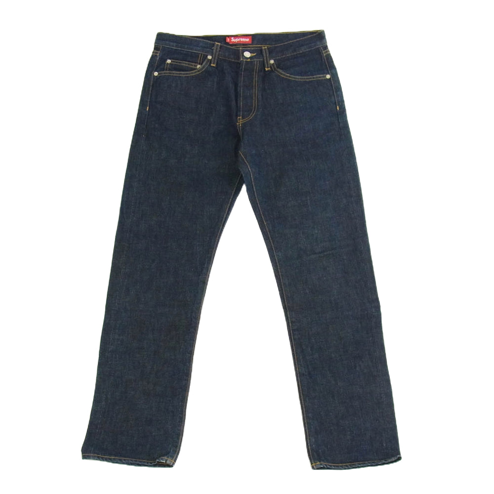 Supreme シュプリーム USA製 Trousers Denim Pants Rigid Slim Jeans セルビッチ スリム ジーンズ 赤耳 レッドパッチ ボタンフライ デニムパンツ インディゴブルー系 32 インディゴブルー系 32【中古】