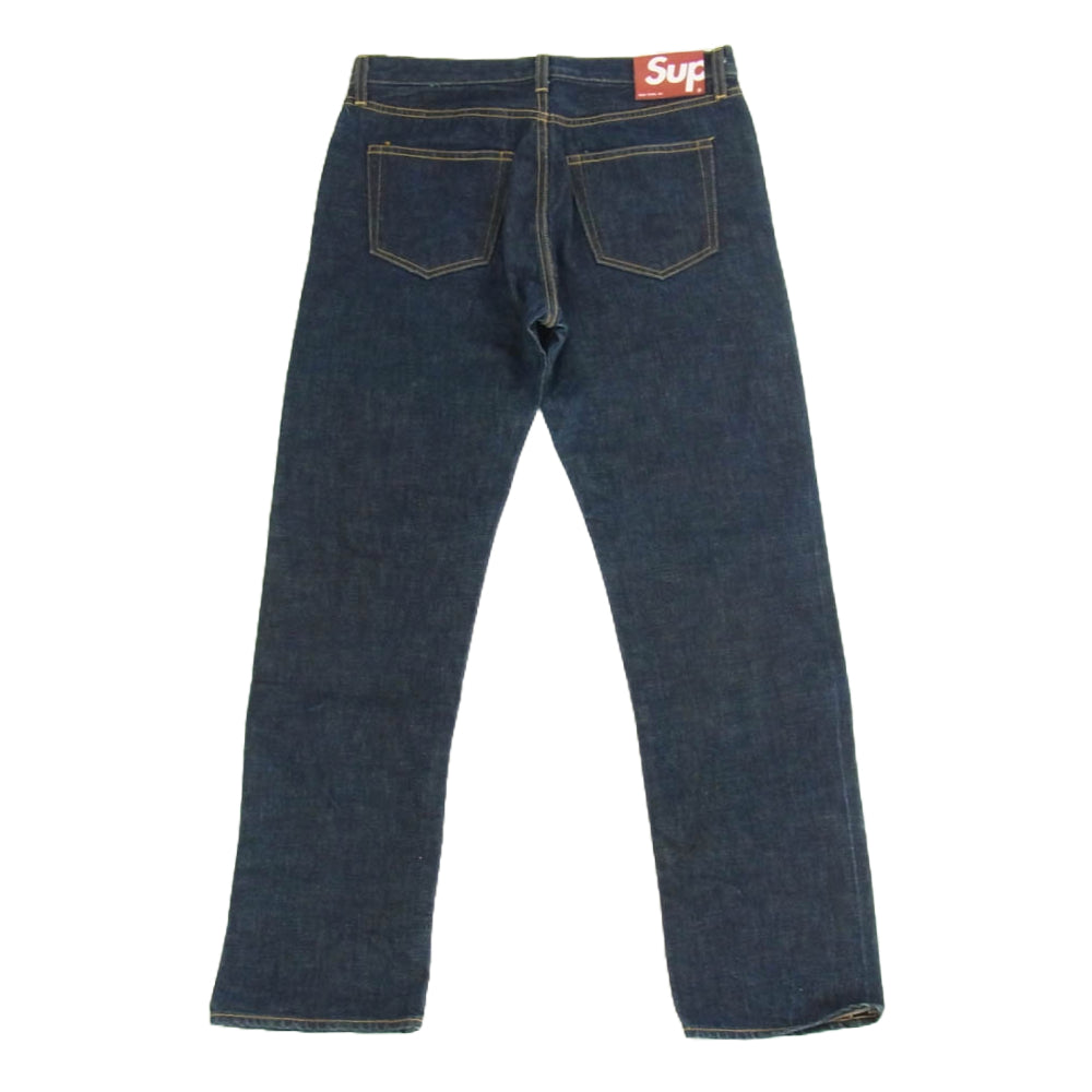 Supreme シュプリーム USA製 Trousers Denim Pants Rigid Slim Jeans セルビッチ スリム ジーンズ 赤耳 レッドパッチ ボタンフライ デニムパンツ インディゴブルー系 32 インディゴブルー系 32【中古】