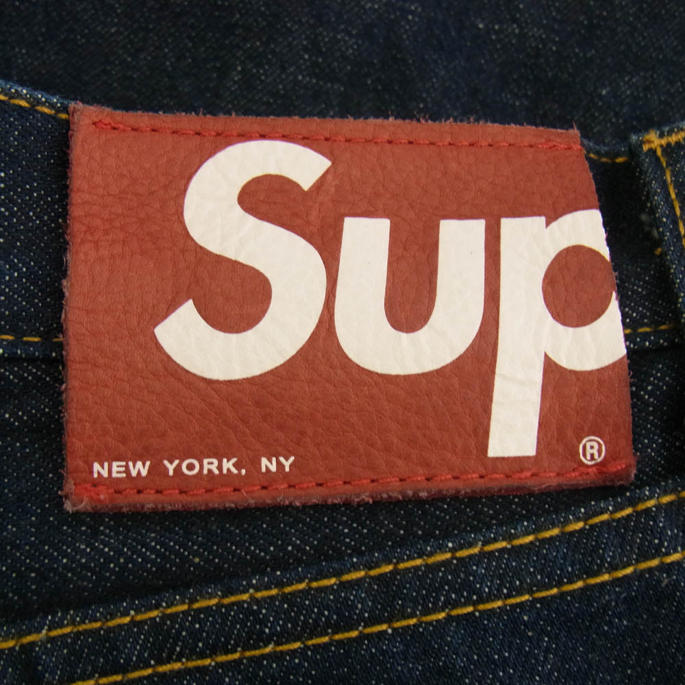 Supreme シュプリーム USA製 Trousers Denim Pants Rigid Slim Jeans セルビッチ スリム ジーンズ 赤耳 レッドパッチ ボタンフライ デニムパンツ インディゴブルー系 32 インディゴブルー系 32【中古】