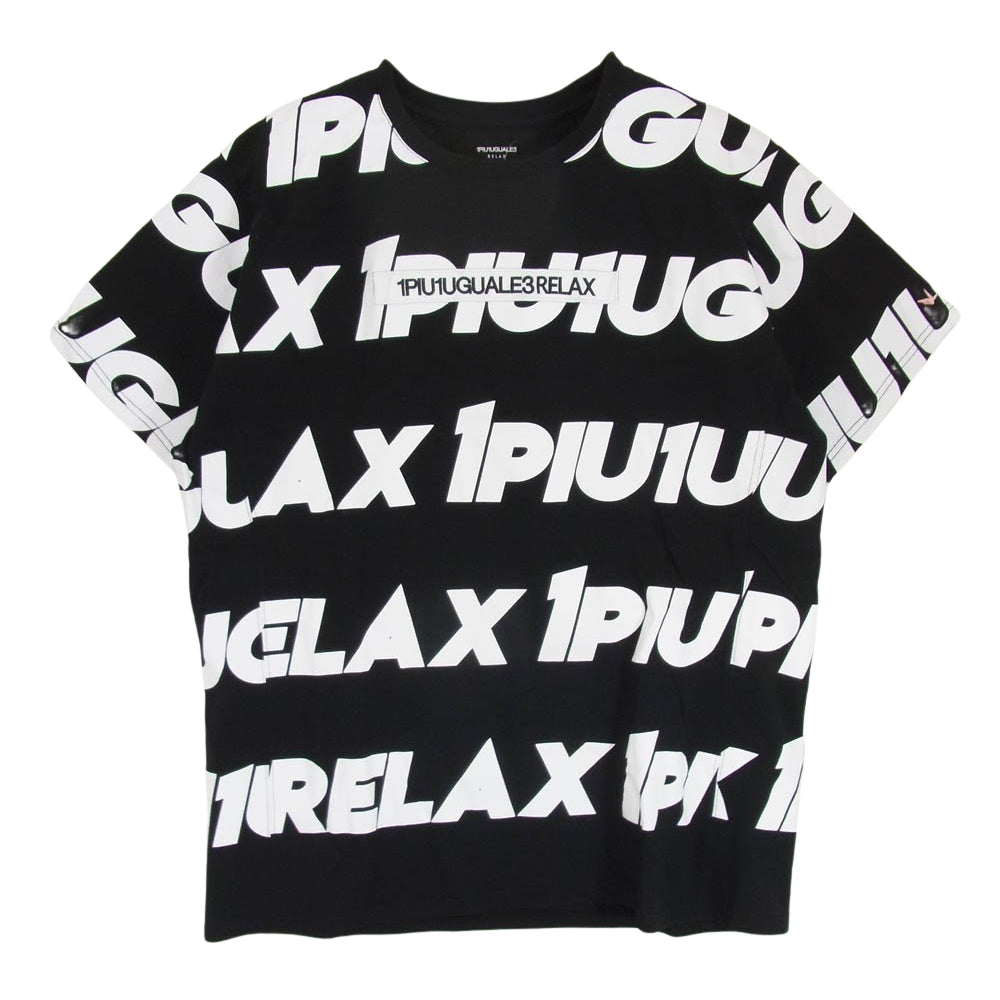 1piu1uguale3 ウノピュウノウグァーレトレ RELAX リラックス ロゴプリント Ｔシャツ 半袖 ブラック系 XXL【中古】