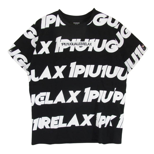 1piu1uguale3 ウノピュウノウグァーレトレ RELAX リラックス ロゴプリント Ｔシャツ 半袖 ブラック系 XXL【中古】