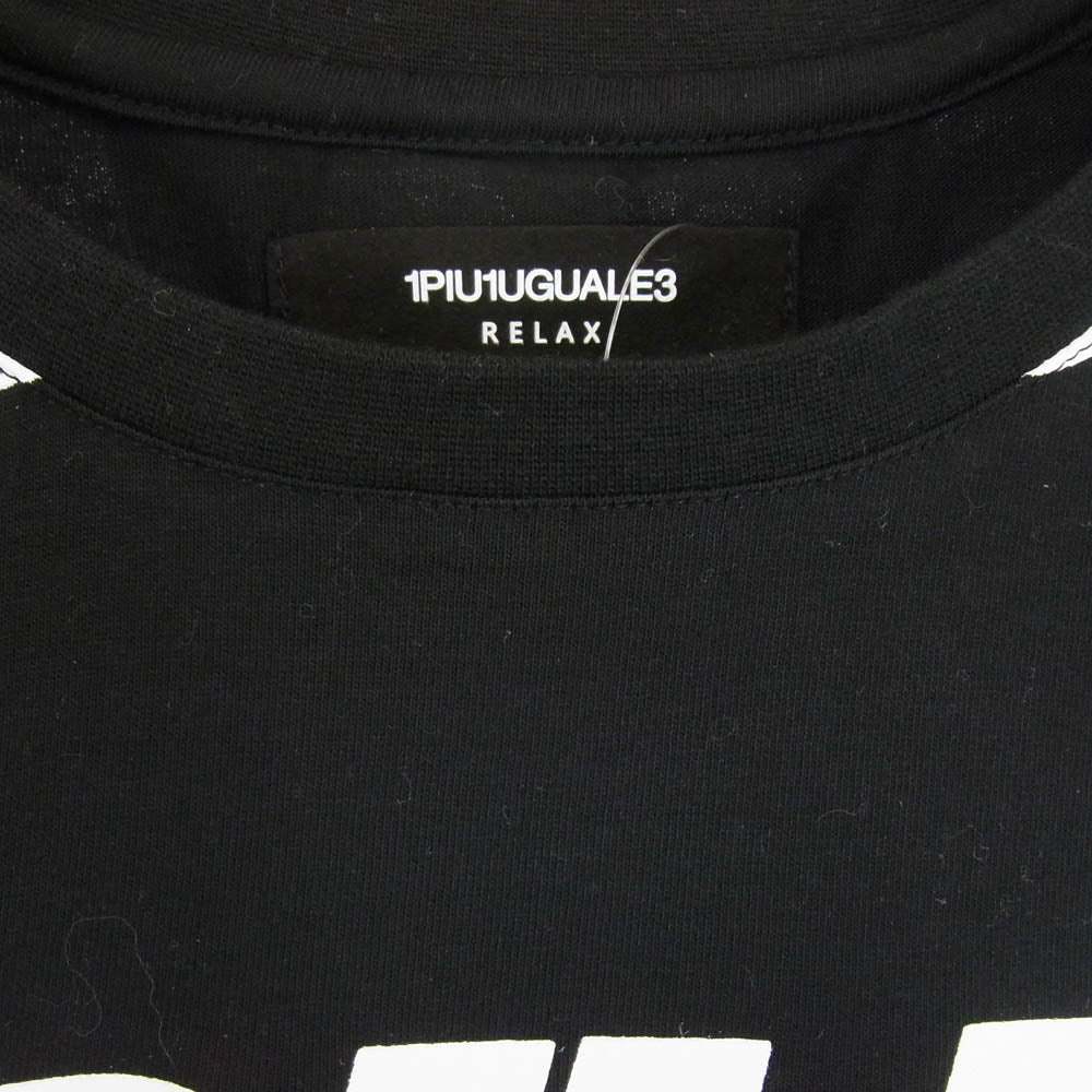 1piu1uguale3 ウノピュウノウグァーレトレ RELAX リラックス ロゴプリント Ｔシャツ 半袖 ブラック系 XXL【中古】