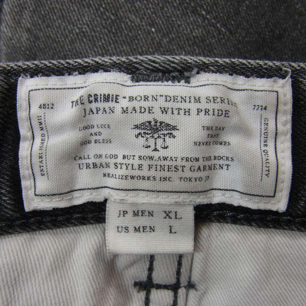 CRIMIE クライミー C1H5-BFPT-05 BORN FREE BLACK STRETCH DENIM デニム パンツ ペイント ダメージ加工 ブラック系 XL【中古】