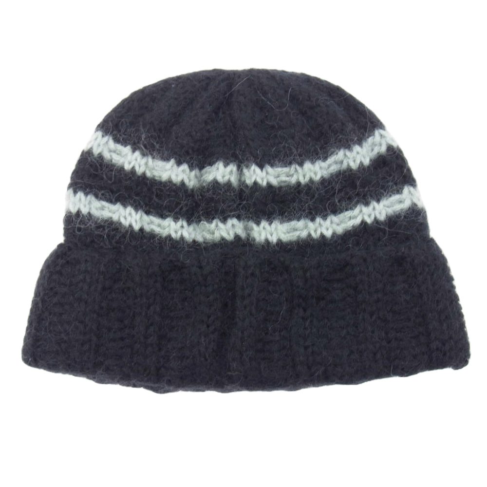 Supreme シュプリーム Brushed Stripe Beanie ストライプ ビーニー ニット帽 ブラック系【美品】【中古】