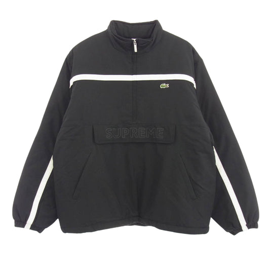Supreme シュプリーム × LACOSTE ラコステ Puffy Half Zip Pullover ハーフジップ プルオーバー ブラック系 L【中古】