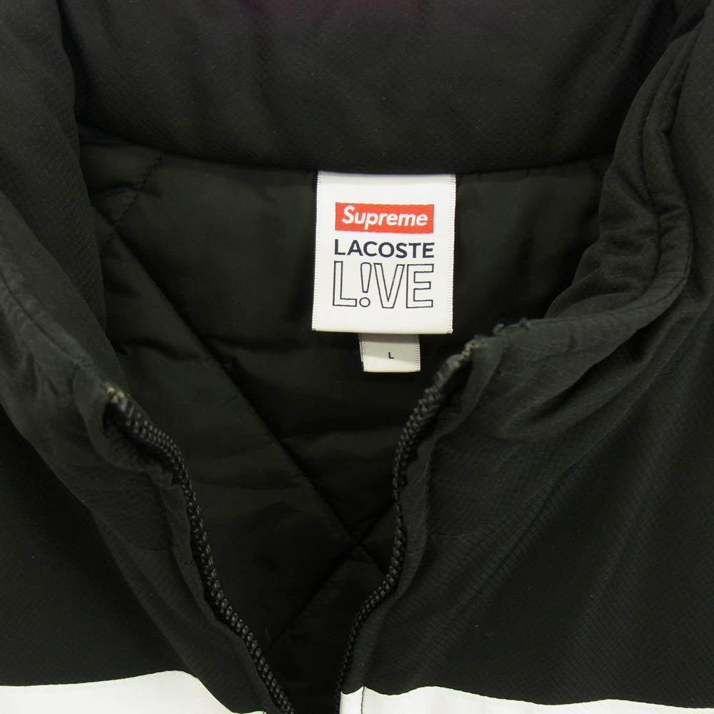 Supreme シュプリーム × LACOSTE ラコステ Puffy Half Zip Pullover ハーフジップ プルオーバー ブラック系 L【中古】